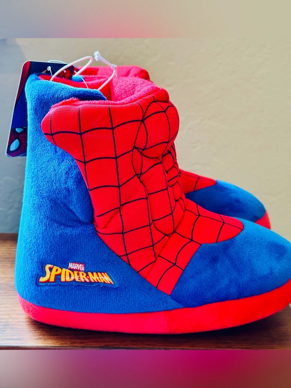 Marvel Spider-Man Kids Slipper Booties NWT Size L 11/12 Plush Superhero Shoes